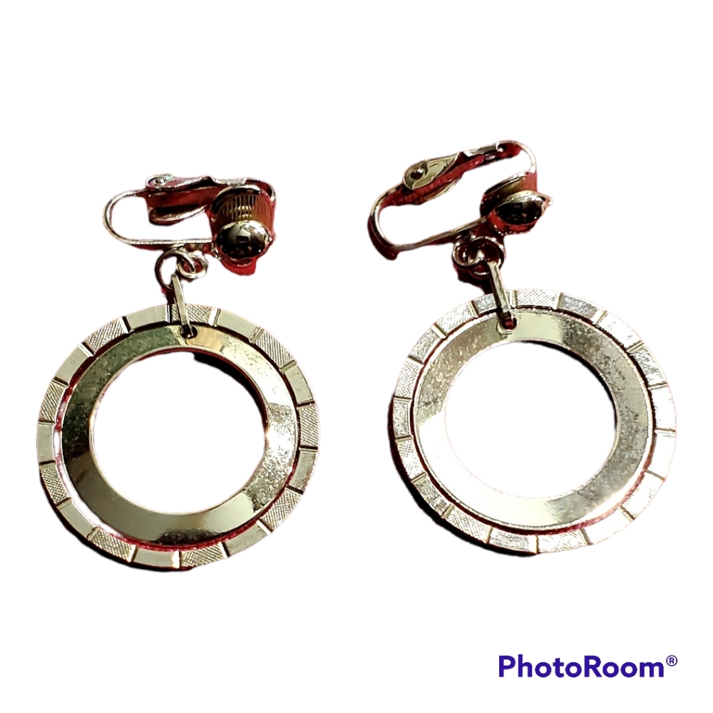 Vintage Silver Tone Clip Earrings